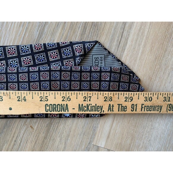 JZ Richards 100% SILK Hand Crafted tie for NORDSTROM Red Blue Black Geometric - Picture 4 of 6